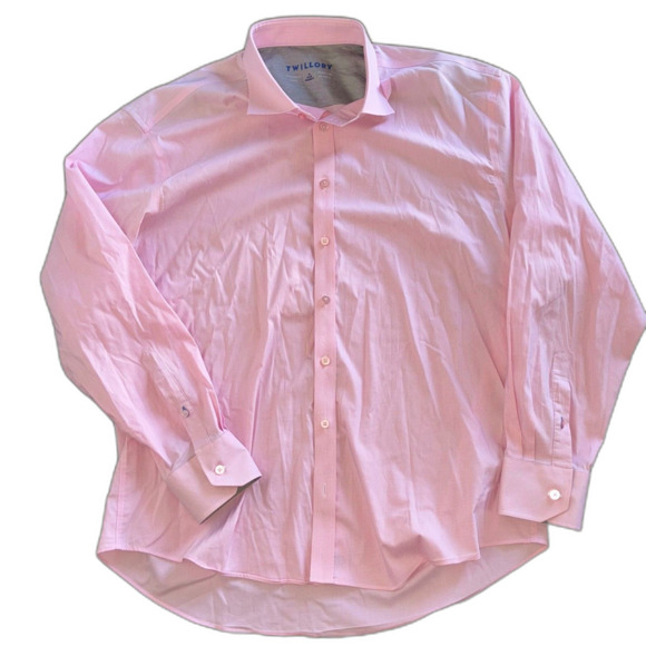Twillory Pink Checkered Dress Shirt – 100% Cotton, Slim Fit, Size 18 - Picture 1 of 6